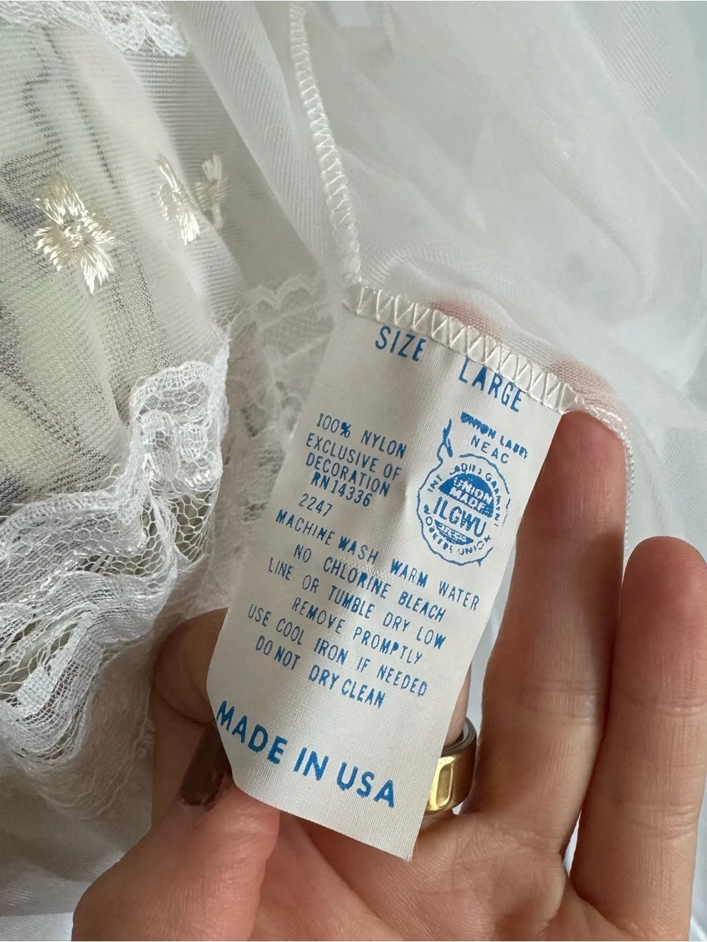 Tamara Lynn Vintage Union Made White Lace Peignoir Nightie Slip Set L - NWT - Picture 9 of 14